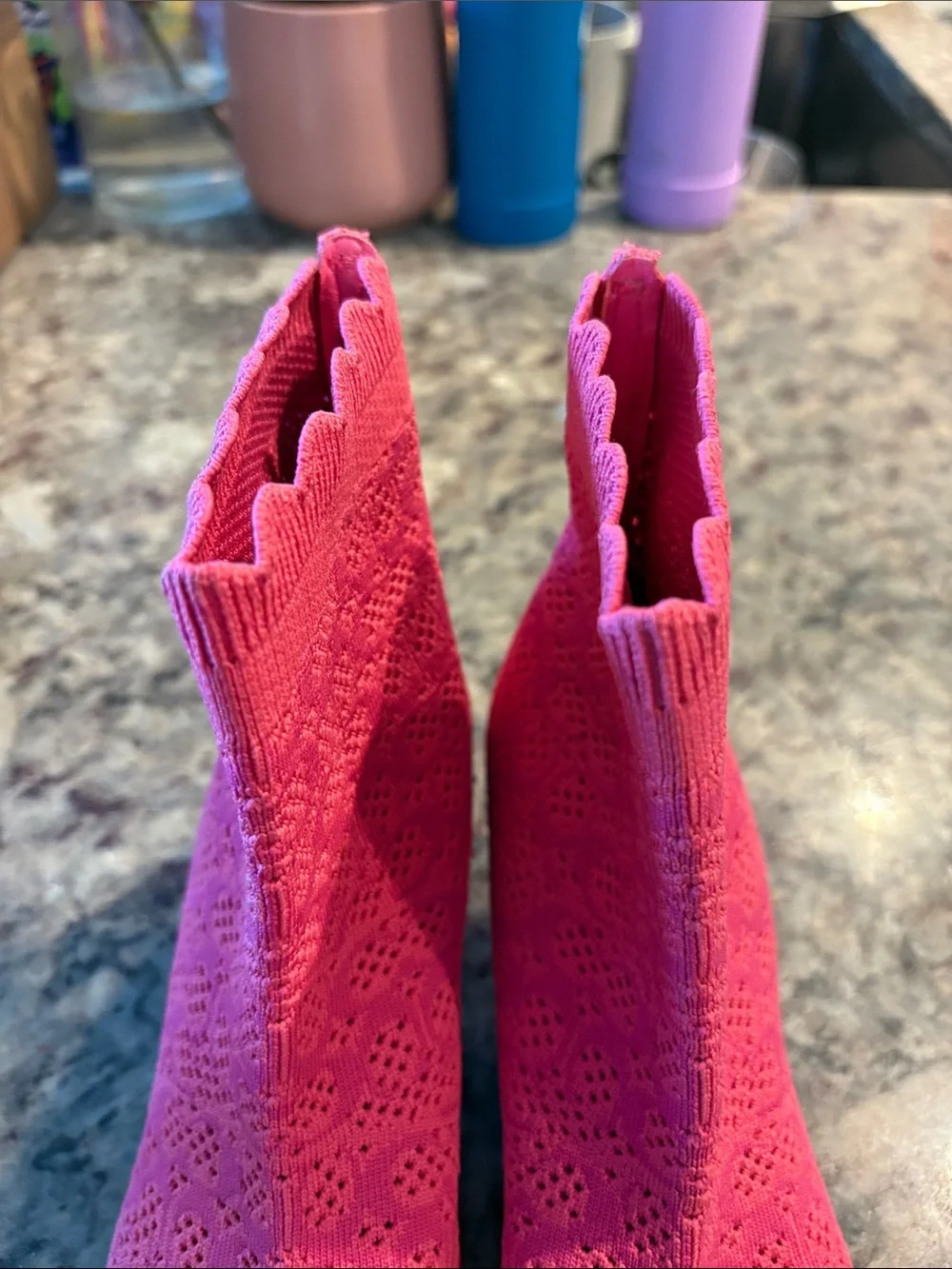 Coach Pink Knit Pointed Ankle Booties